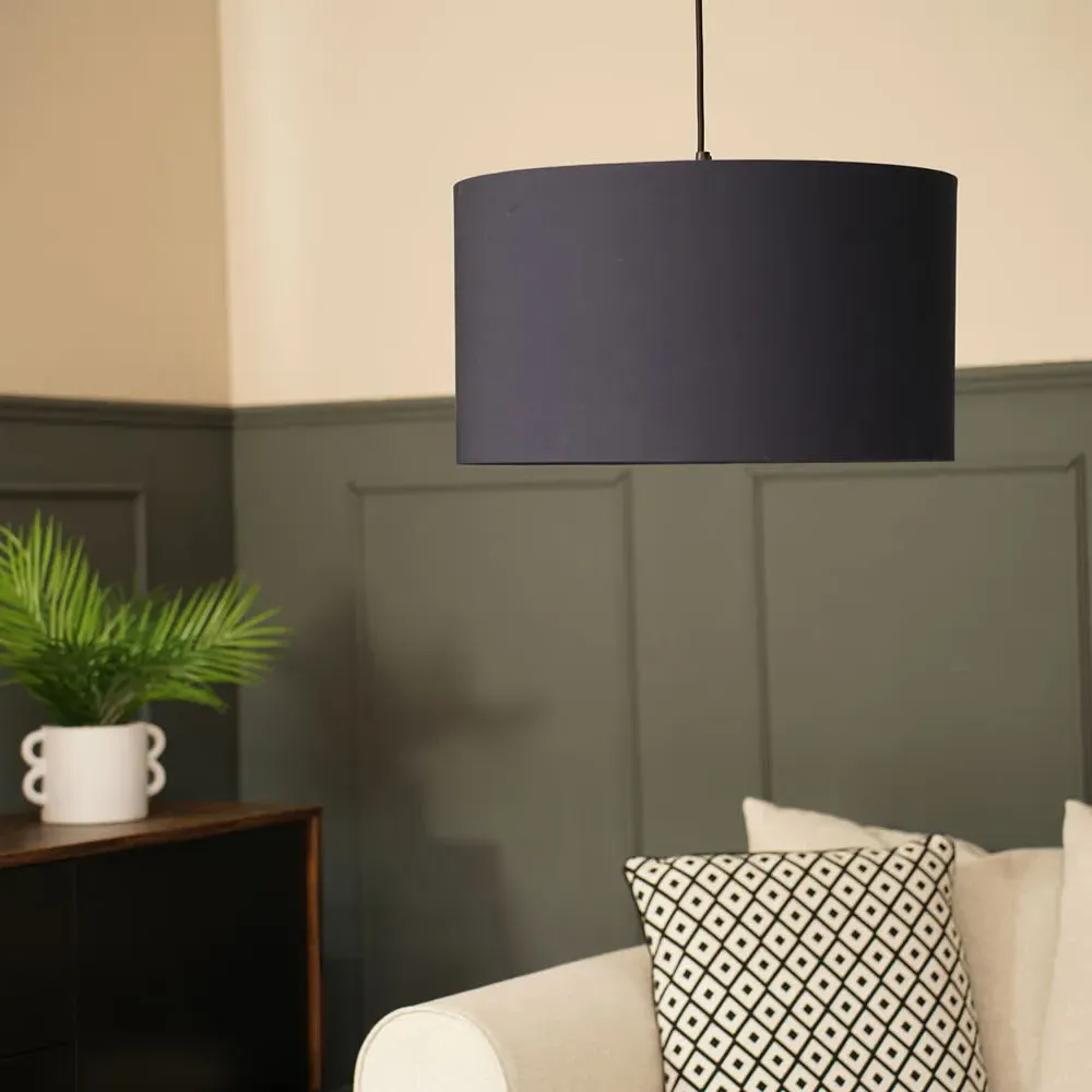 Reni Drum Ceiling Lamp Shade - Navy, Fabric