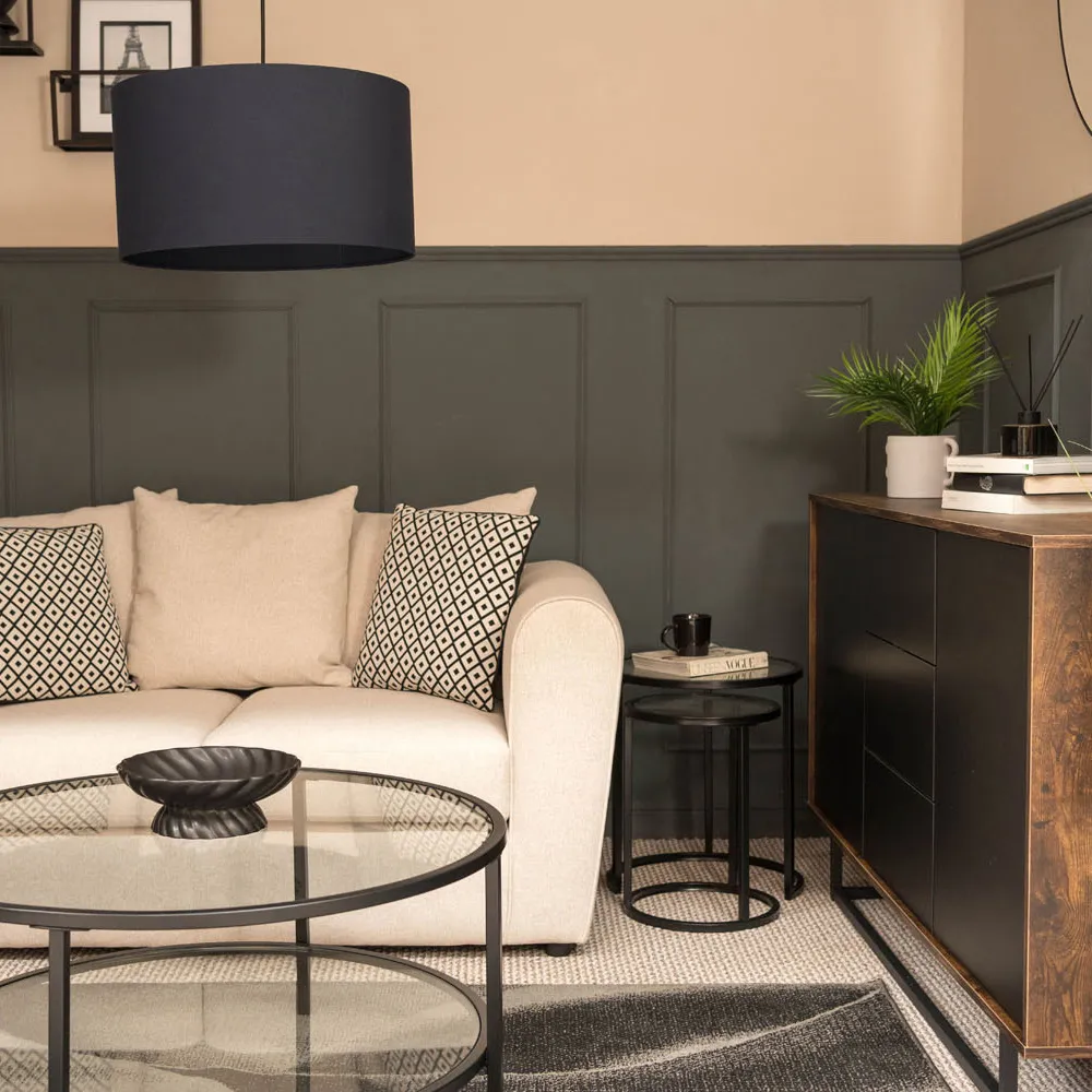 Reni Drum Ceiling Lamp Shade - Navy, Fabric