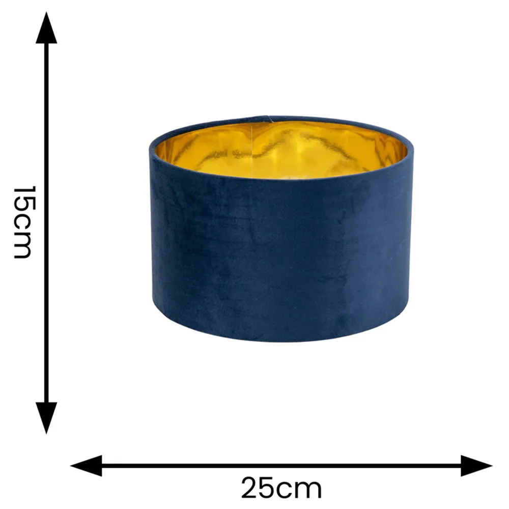 Reni Drum Ceiling Lamp Shade - Navy, Velvet