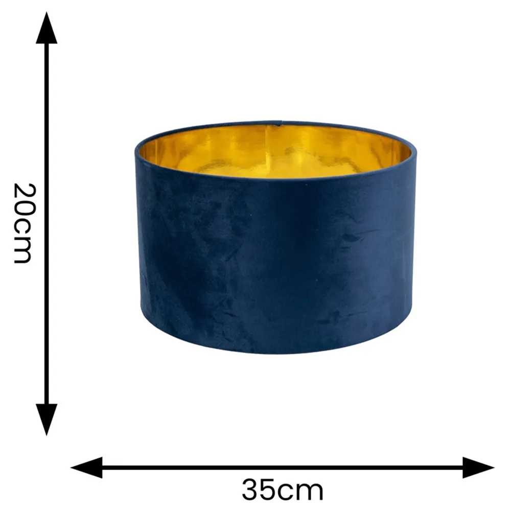 Reni Drum Ceiling Lamp Shade - Navy, Velvet