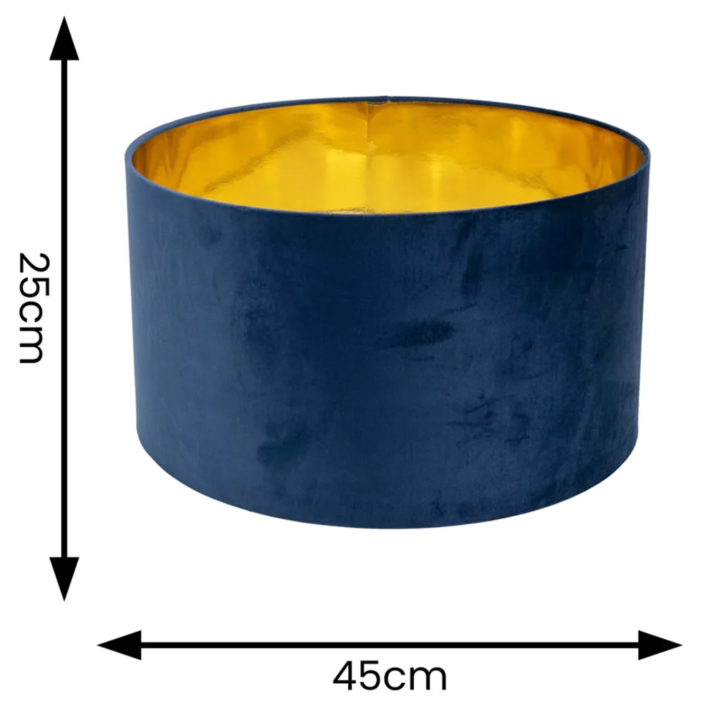 Reni Drum Ceiling Lamp Shade - Navy, Velvet