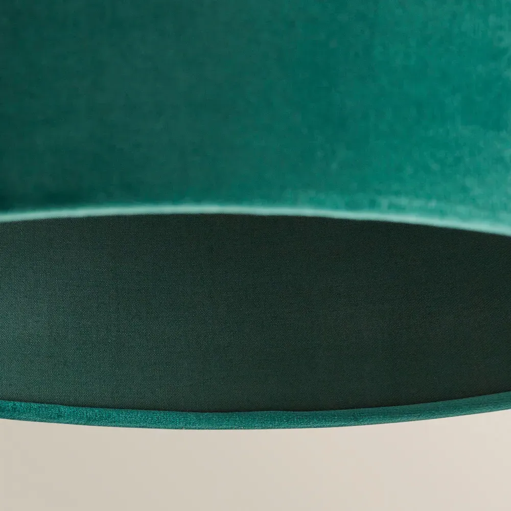 Reni Large Drum Ceiling Lamp Shade - Forest Green, Velvet