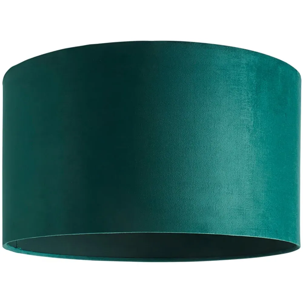 Reni Large Drum Ceiling Lamp Shade - Forest Green, Velvet