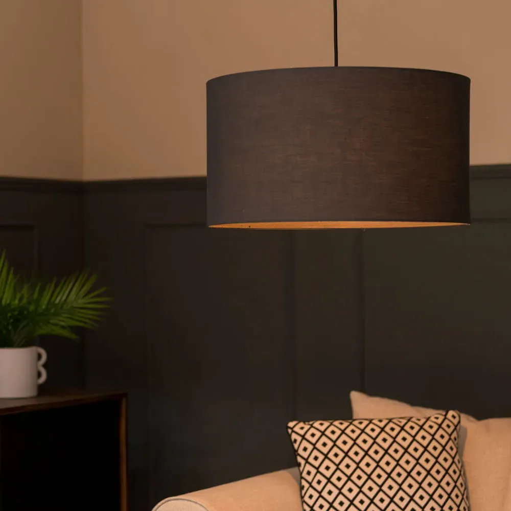 Reni Large Drum Lamp Shade - Charcoal