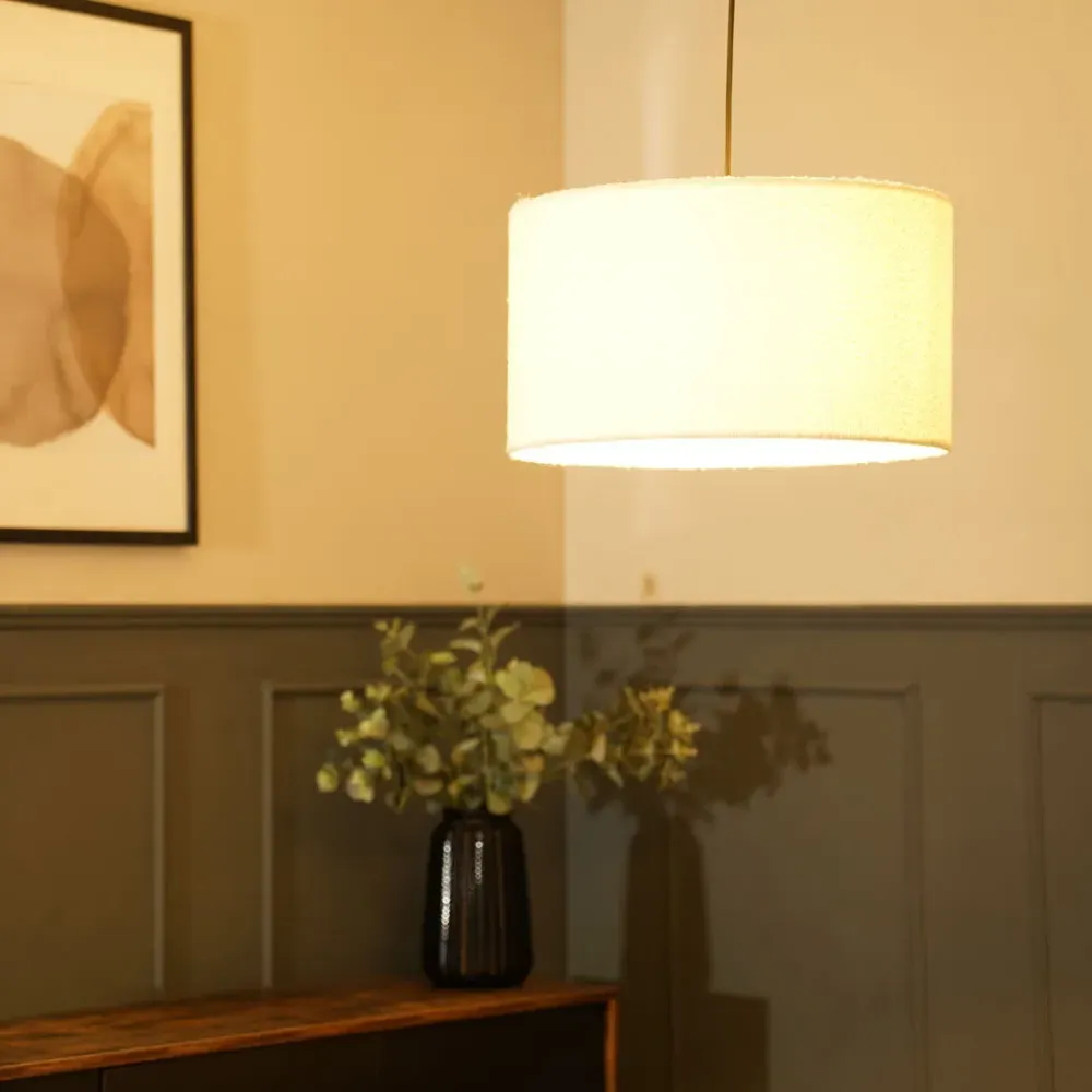 Reni Large Drum Lamp Shade - Cream, Boucle