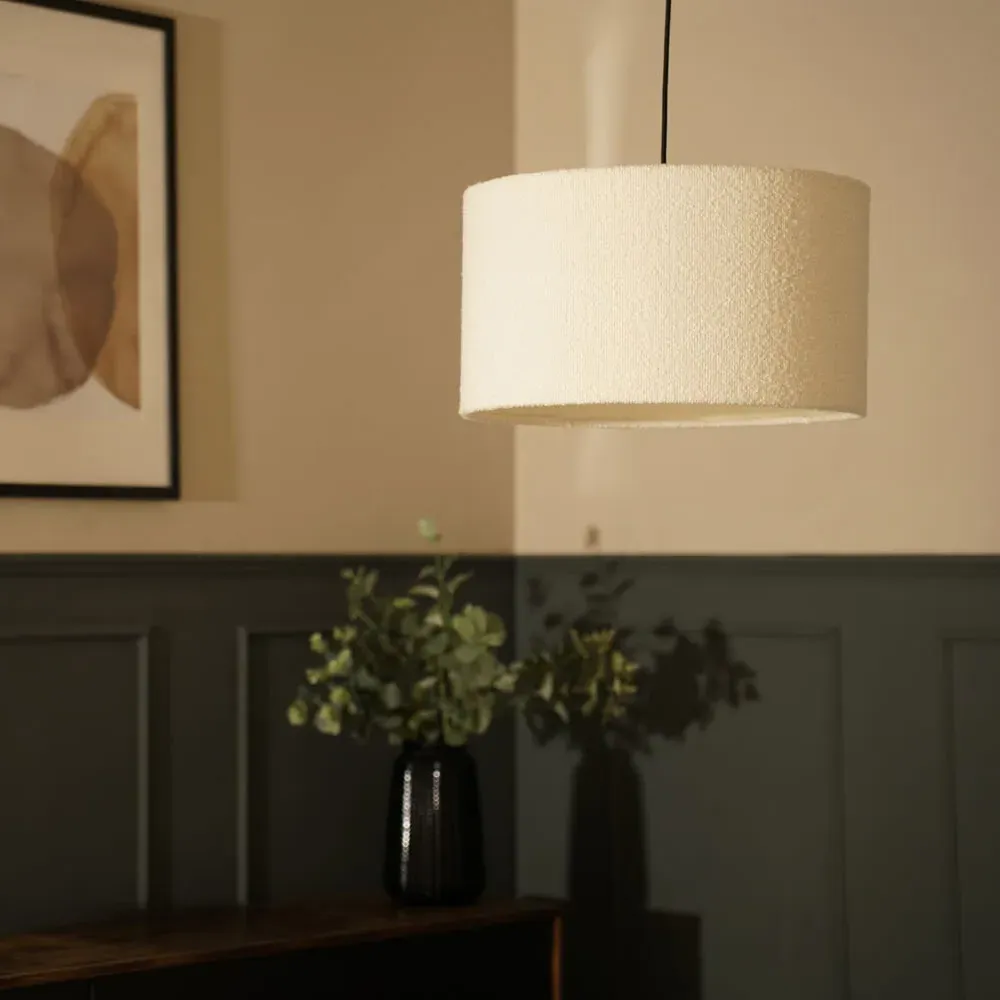 Reni Large Drum Lamp Shade - Cream, Boucle