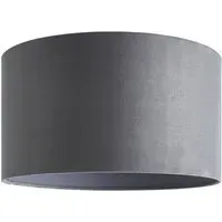 Reni Large Drum Lamp Shade - Grey, Velvet