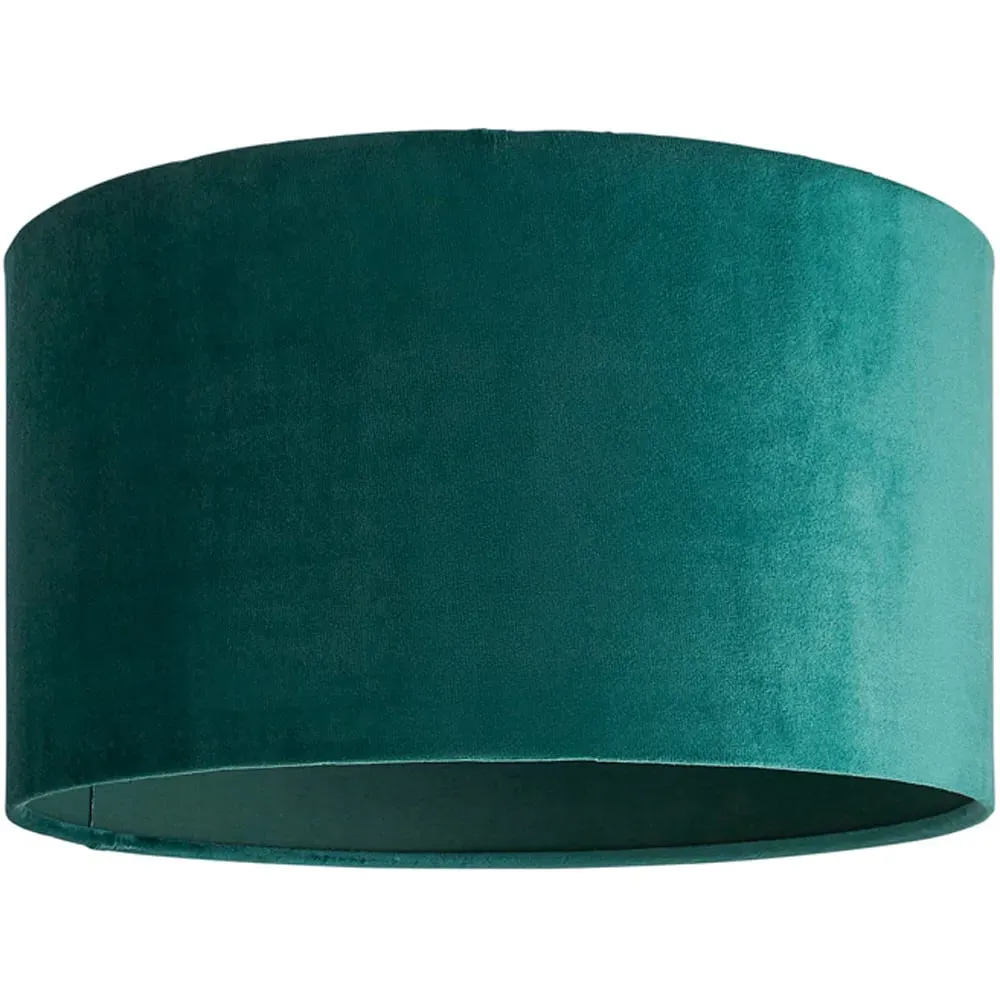 Reni Medium Drum Ceiling Lamp Shade - Forest Green, Velvet