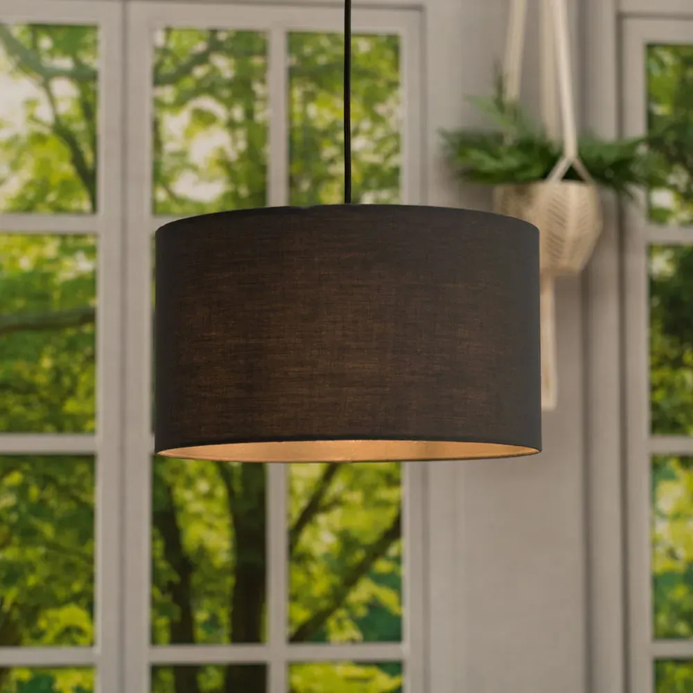 Reni Medium Drum Lamp Shade - Charcoal