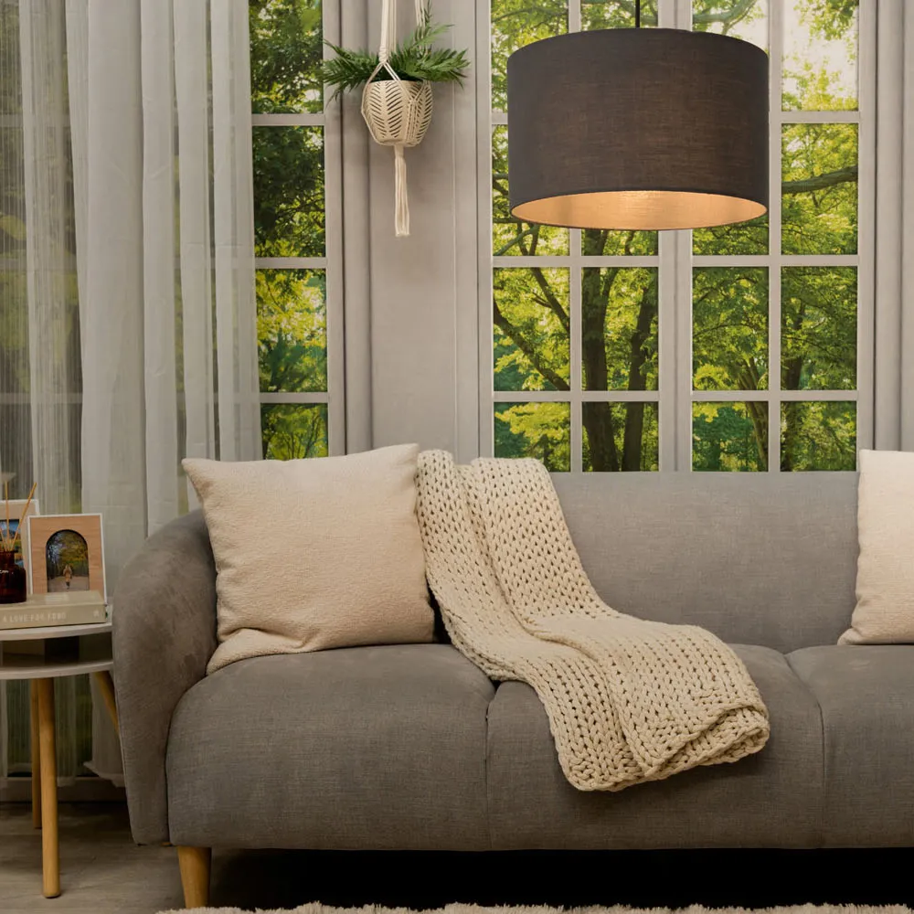 Reni Medium Drum Lamp Shade - Charcoal