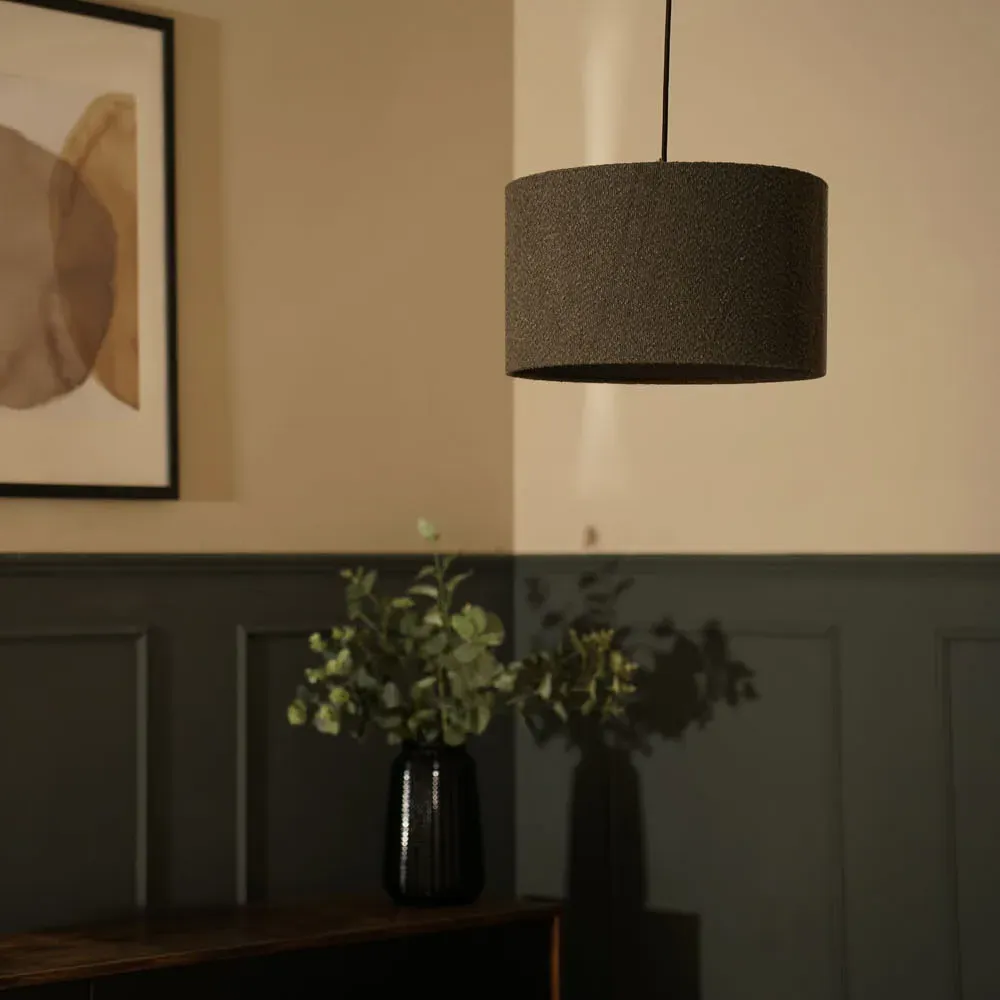 Reni Medium Drum Lamp Shade - Charcoal, Boucle