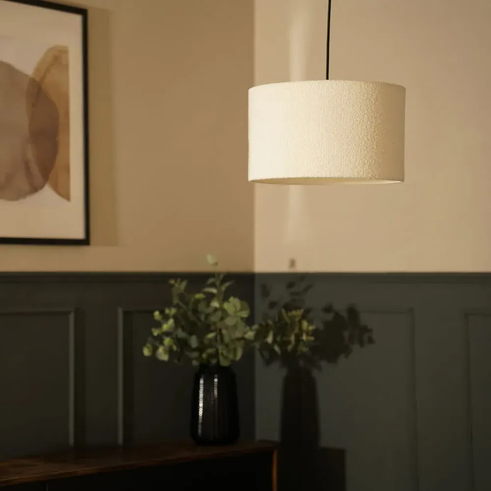 Reni Medium Drum Lamp Shade - Cream, Boucle