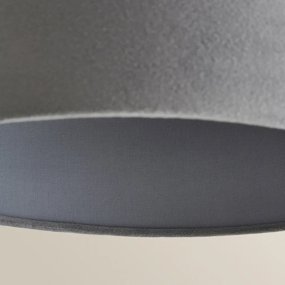 Reni Medium Drum Lamp Shade - Grey, Velvet
