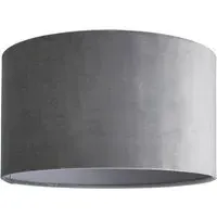 Reni Medium Drum Lamp Shade - Grey, Velvet
