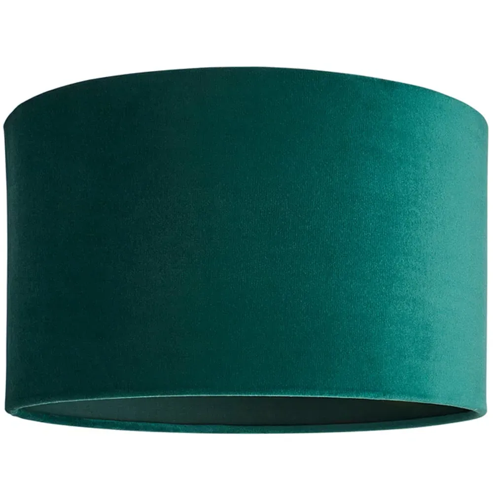 Reni Small Drum Ceiling Lamp Shade - Forest Green, Velvet