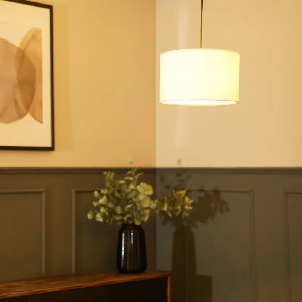 Reni Small Drum Lamp Shade - Cream, Boucle