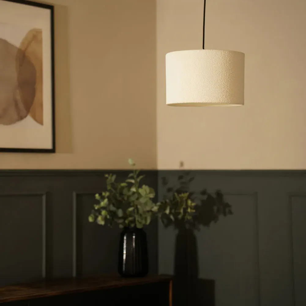 Reni Small Drum Lamp Shade - Cream, Boucle