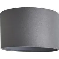 Reni Small Drum Lamp Shade - Grey, Velvet