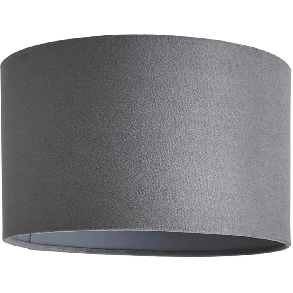 Reni Small Drum Lamp Shade - Grey, Velvet image
