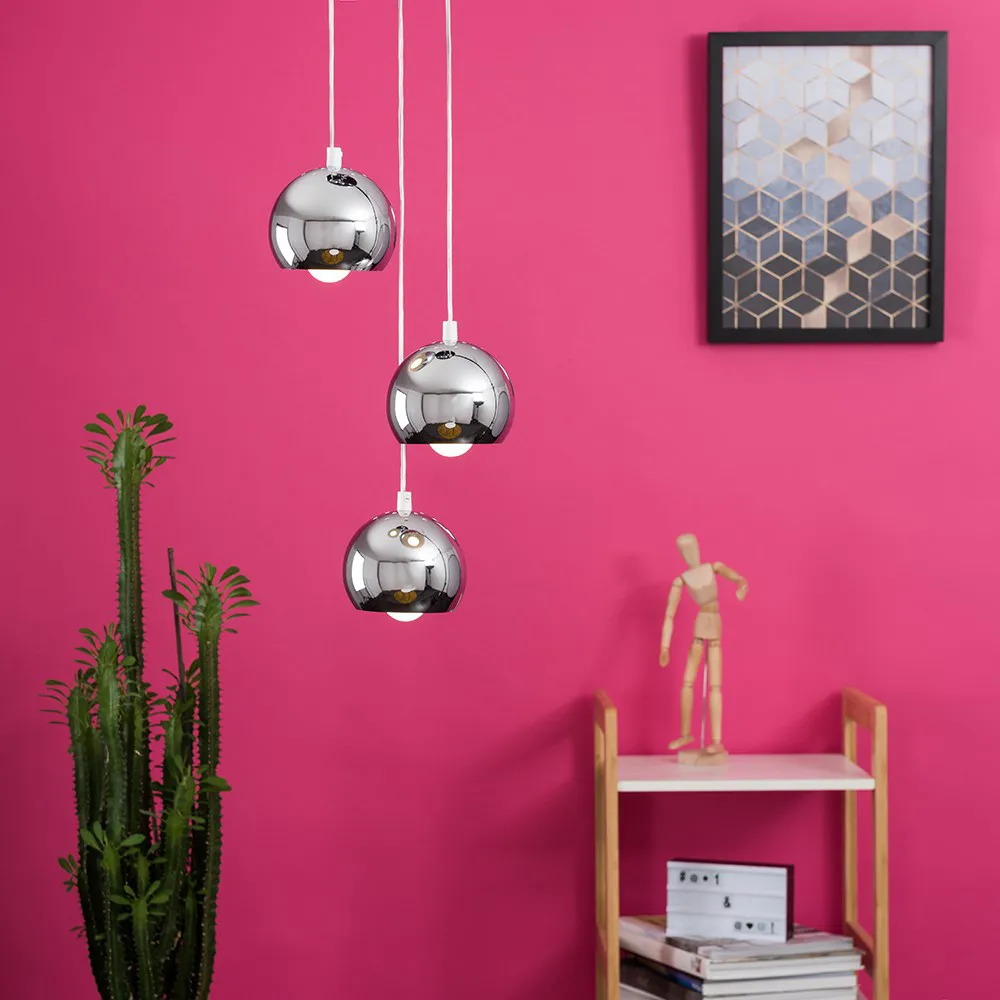 Retro Eyeball 3 Way Droplet Ceiling Pendant Light - Silver