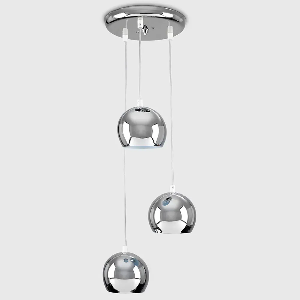 Retro Eyeball 3 Way Droplet Ceiling Pendant Light - Silver