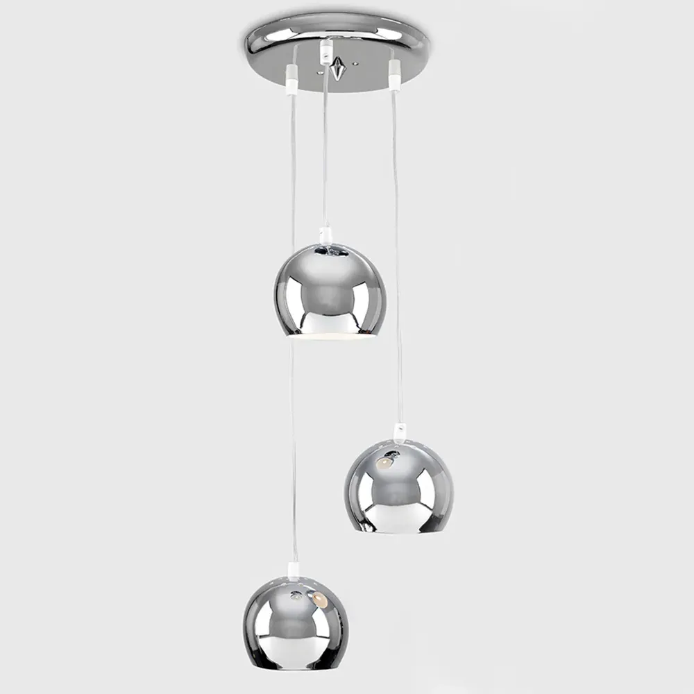 Retro Eyeball 3 Way Droplet Ceiling Pendant Light - Silver