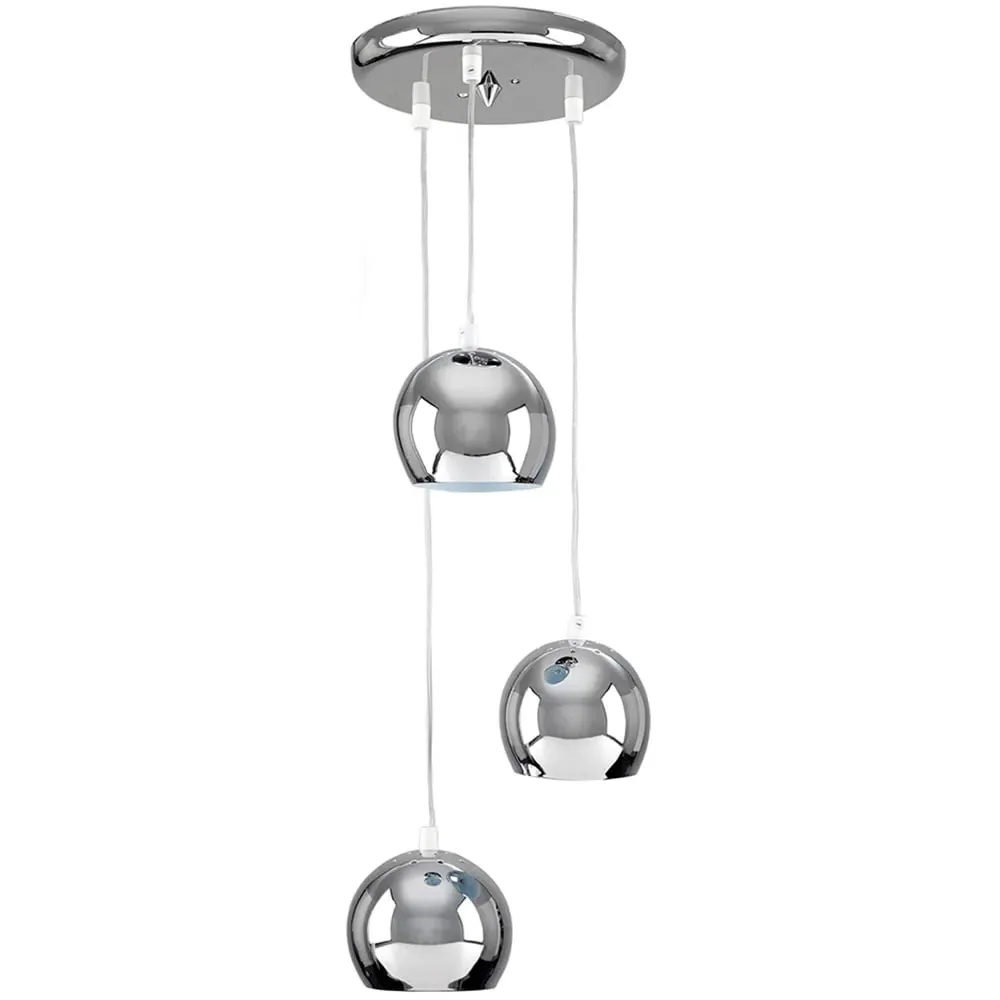 Retro Eyeball 3 Way Droplet Ceiling Pendant Light - Silver