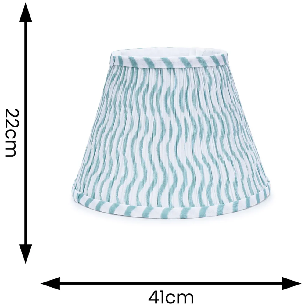 Riza Large Tapered Pleated Lamp Shade - Green, Fabric
