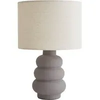Rochelle Drum Shade Ceramic Table Lamp with Bulb - Grey, Linen