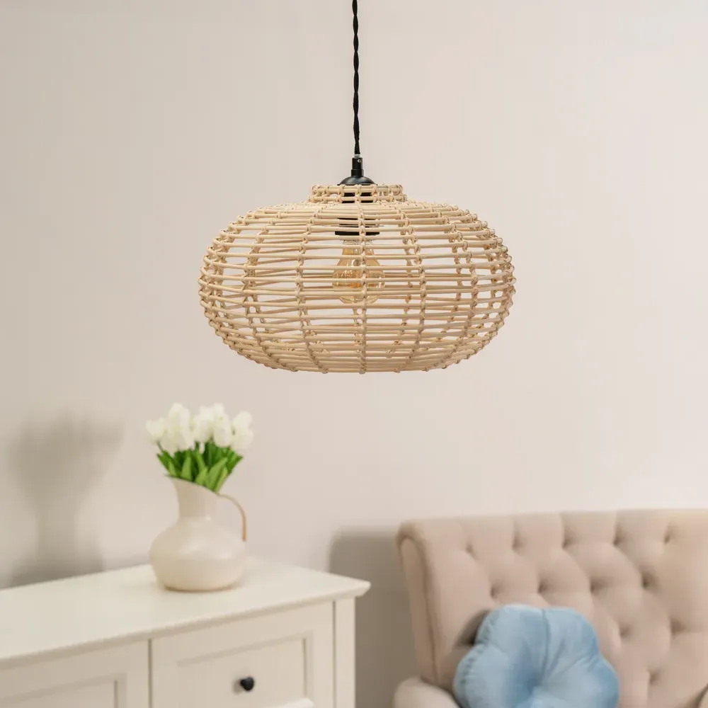 Romy Easy Fit Pendant Lamp Shade - Brown, Natural Rattan