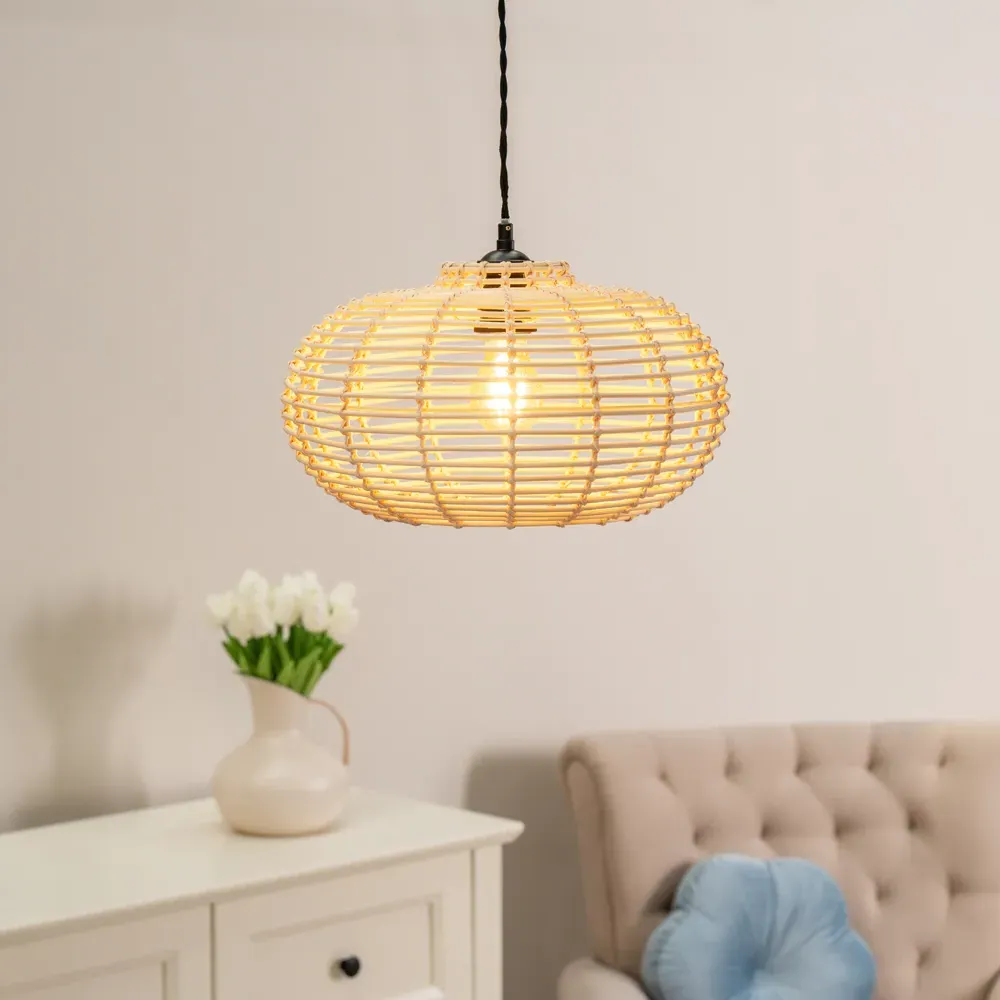 Romy Easy Fit Pendant Lamp Shade - Brown, Natural Rattan
