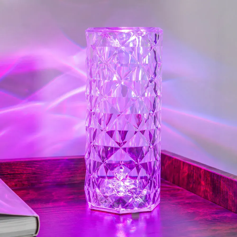 Rose RGB Crystal LED Table Lamp - Pink