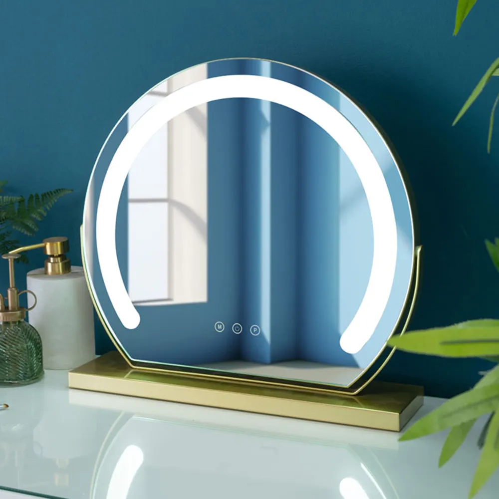 Round LED Vanity Mirror with Touch Control - Gold