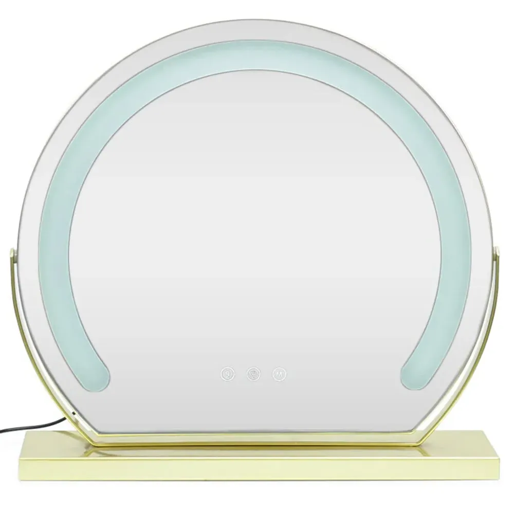 Round LED Vanity Mirror with Touch Control - Gold image