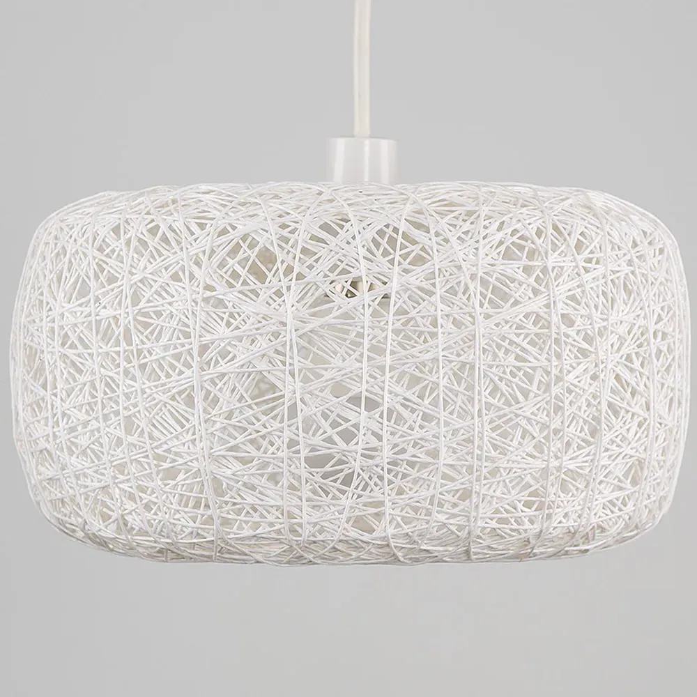 Round Pendant Shade - White, Rattan