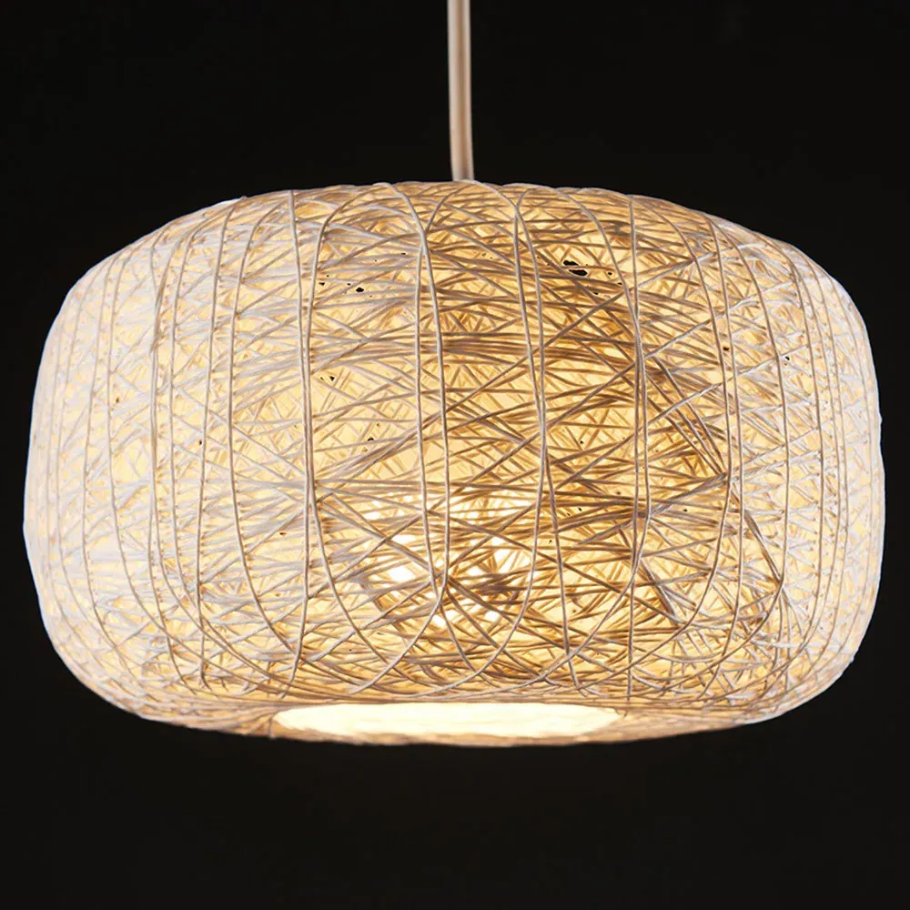 Round Pendant Shade - White, Rattan