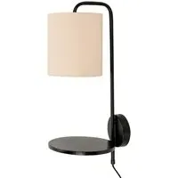Ryan LED Wall Light with Shelf - Black, Natural Linen