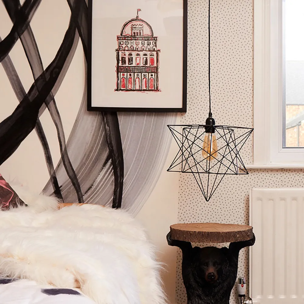 Sadira Star Pendant Lamp Shade - Black, Wire