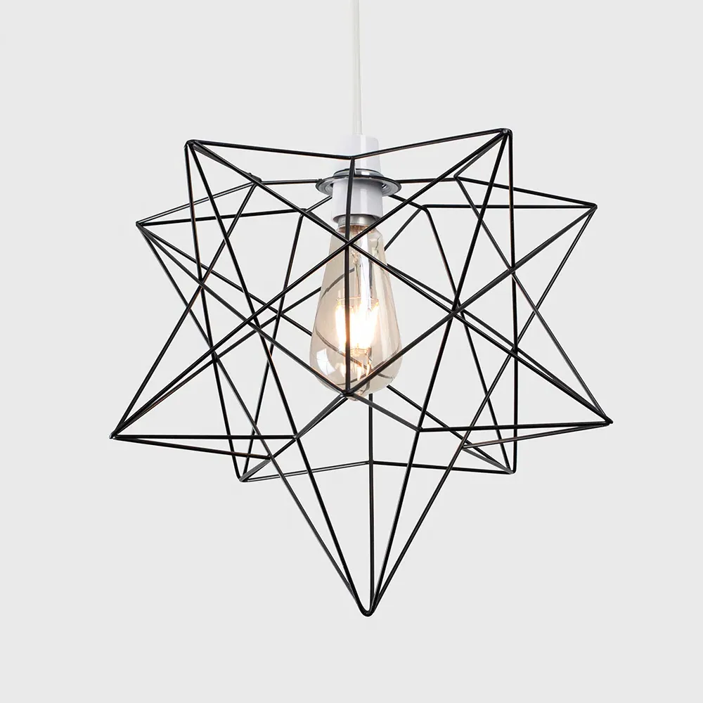 Sadira Star Pendant Lamp Shade - Black, Wire