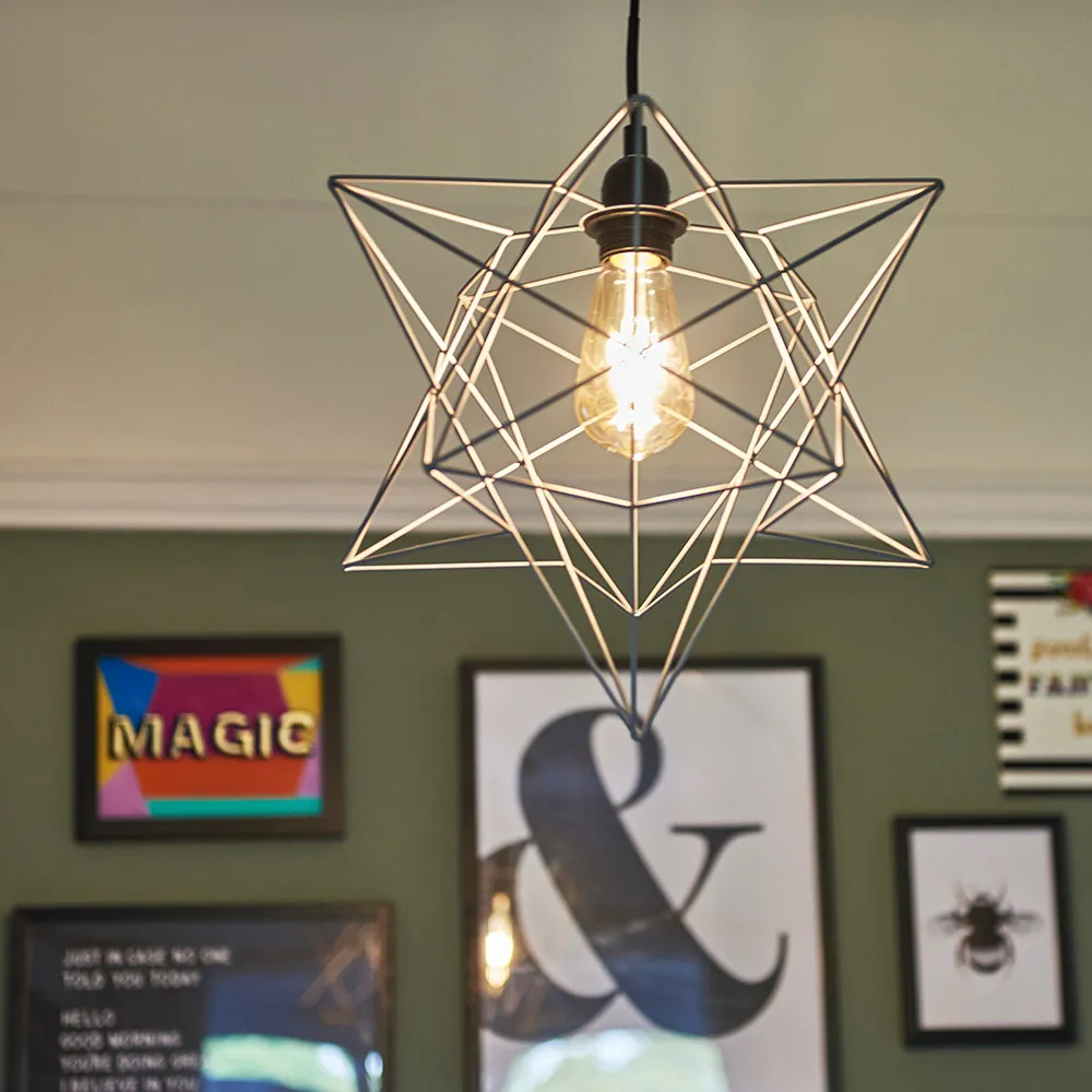 Sadira Star Pendant Lamp Shade - Grey, Wire