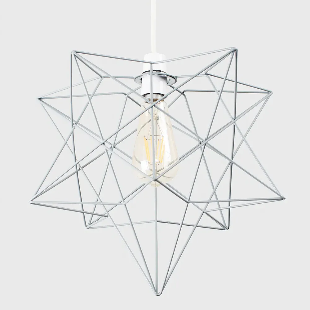 Sadira Star Pendant Lamp Shade - Grey, Wire