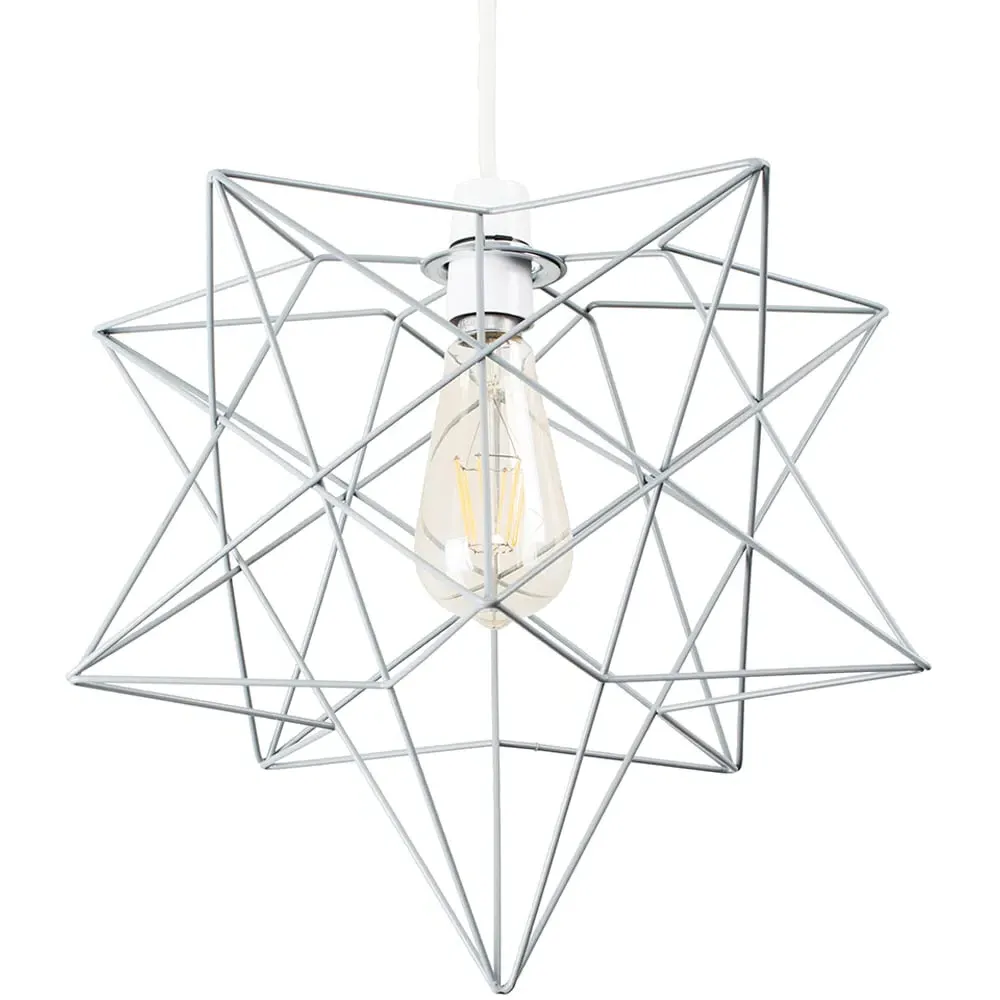 Sadira Star Pendant Lamp Shade - Grey, Wire