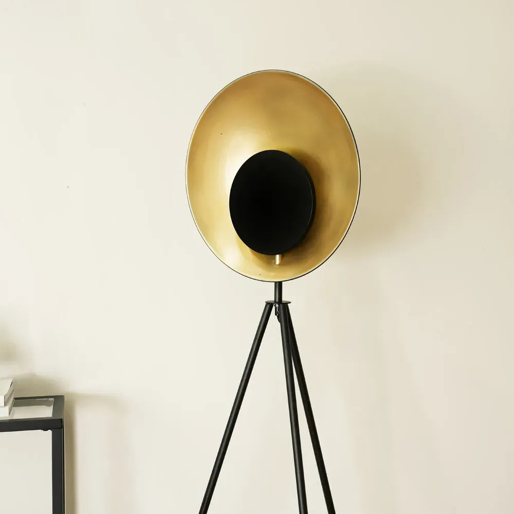 Saffy LED Floor Lamp with Two Disc Shade - Black