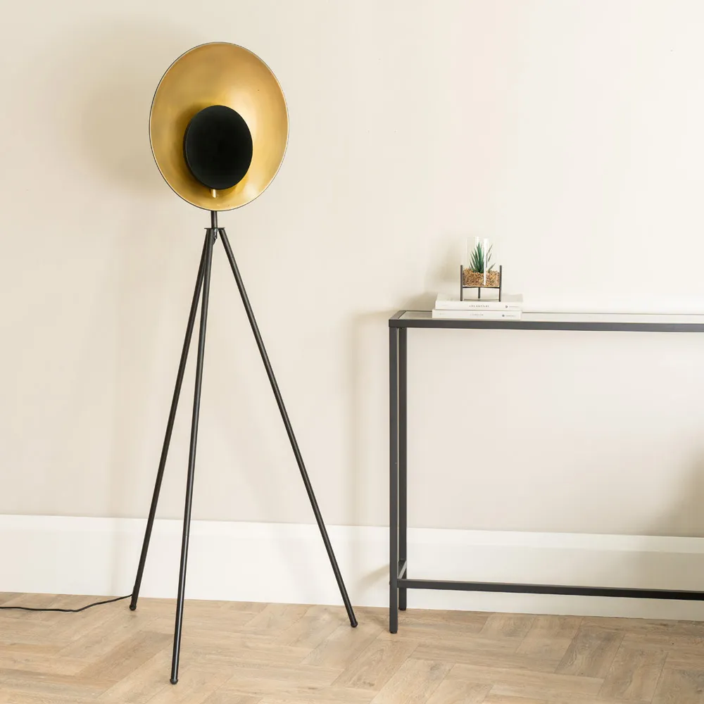 Saffy LED Floor Lamp with Two Disc Shade - Black