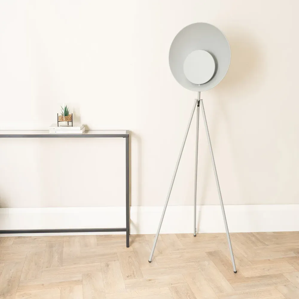 Saffy LED Floor Lamp with Two Disc Shade - Grey
