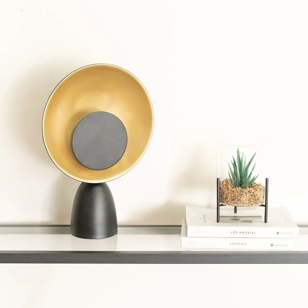 Saffy LED Table Lamp with Two Disc Shade - Black