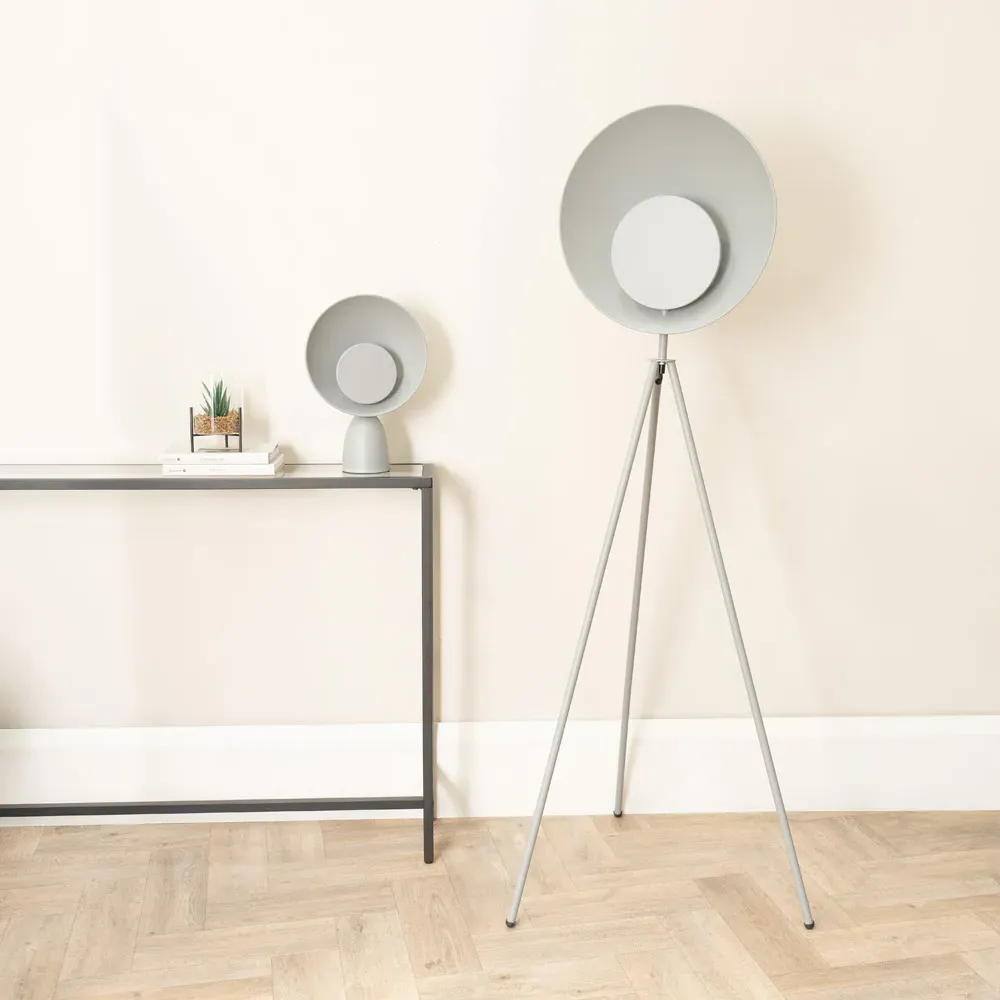 Saffy LED Table Lamp with Two Disc Shade - Grey