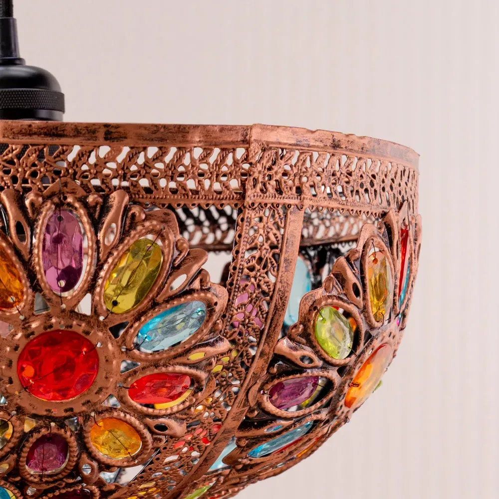 Samia Moroccan Uplighter Lamp Shade - Bronze, Multi