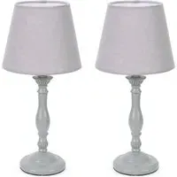 Sara Tapered Candle Stick Table Lamp 2 Pack - Grey, Wood
