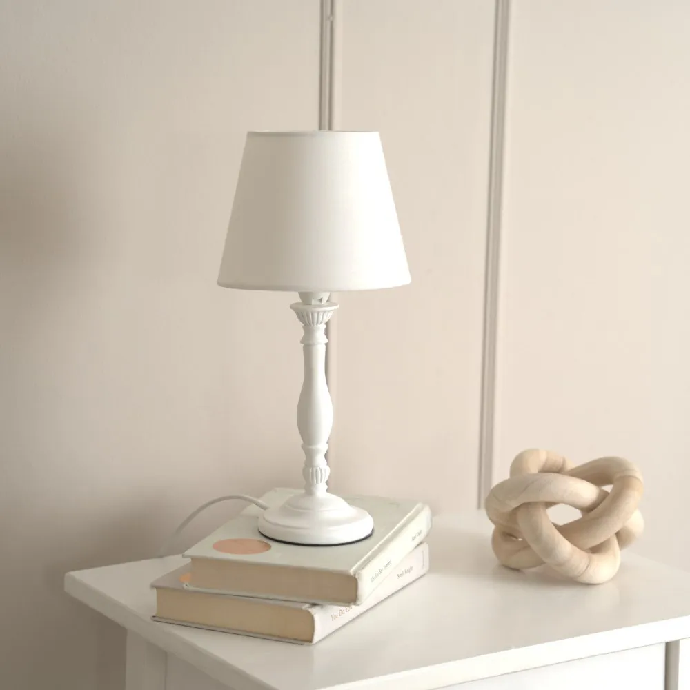Sara Tapered Candle Stick Table Lamp 2 Pack - White, Wood